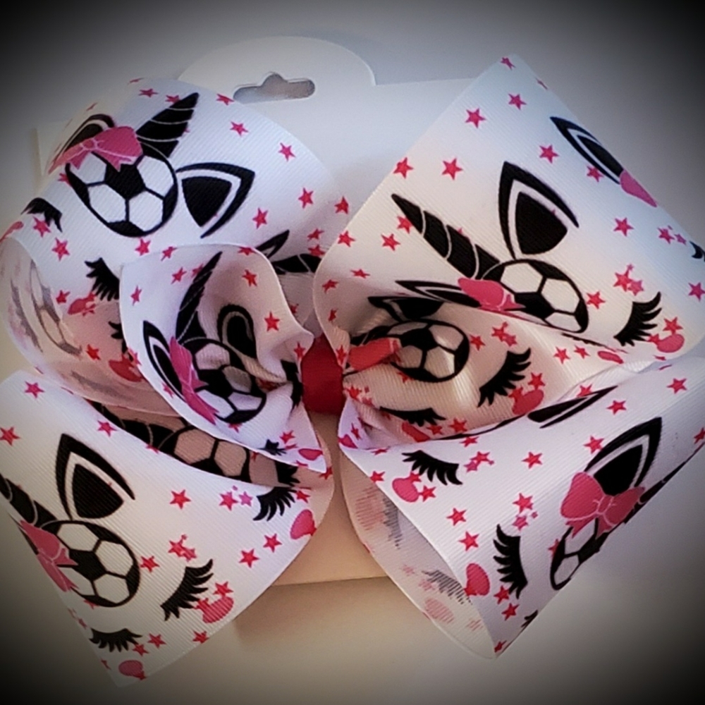 Unicorn Soccer Hair Bow